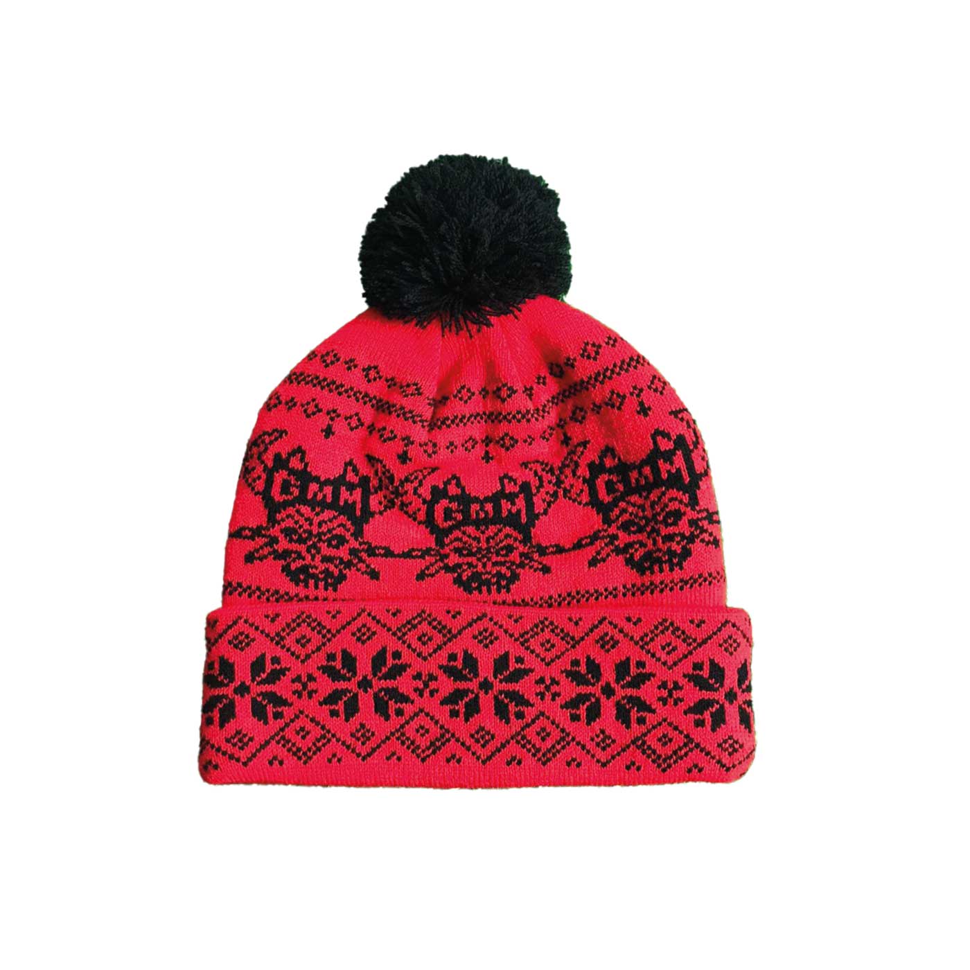 GMM25 Beanie Pompom RED Front